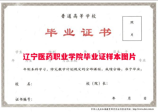 辽宁医药职业学院毕业证样本图片
