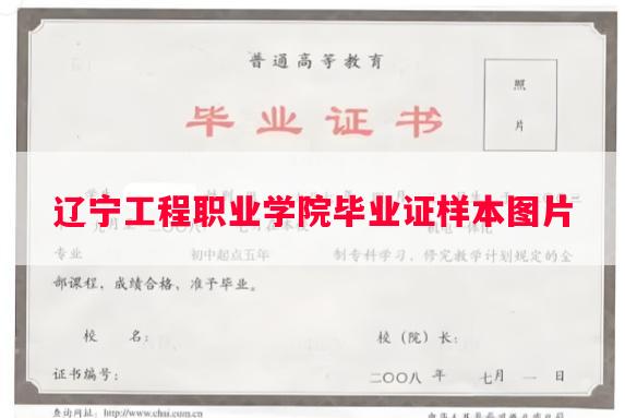 辽宁工程职业学院毕业证样本图片