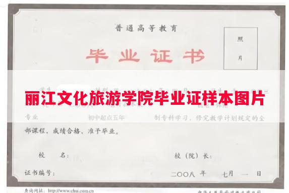 丽江文化旅游学院毕业证样本图片