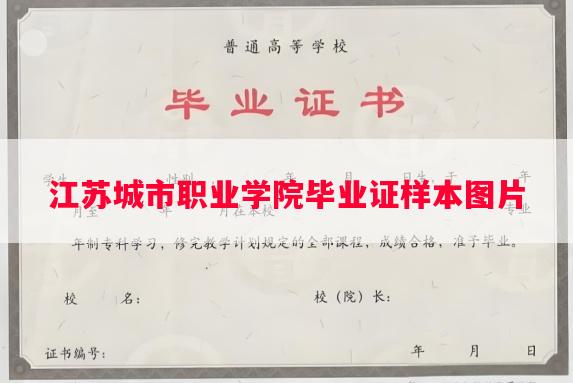 江苏城市职业学院毕业证样本图片