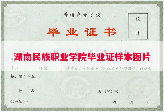 湖南民族职业学院毕业证样本图片
