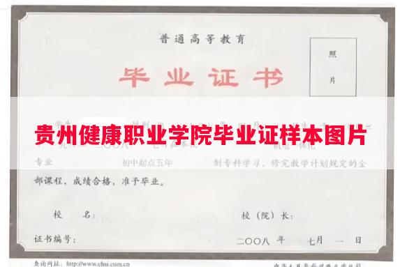 贵州健康职业学院毕业证样本图片
