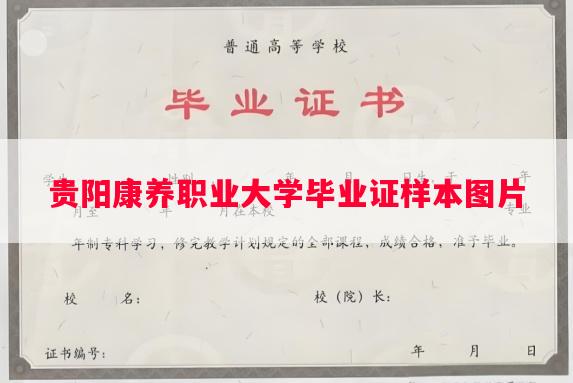 贵阳康养职业大学毕业证样本图片