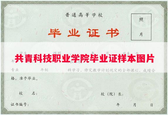 共青科技职业学院毕业证样本图片