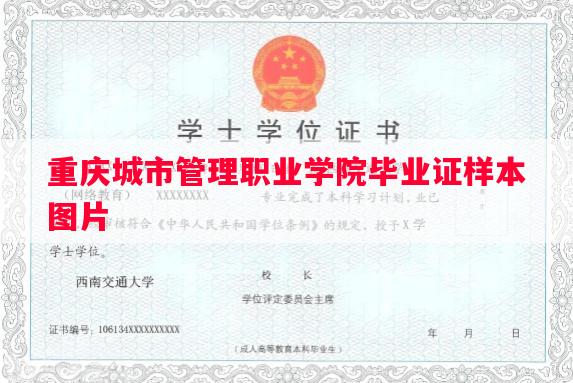 重庆城市管理职业学院毕业证样本图片