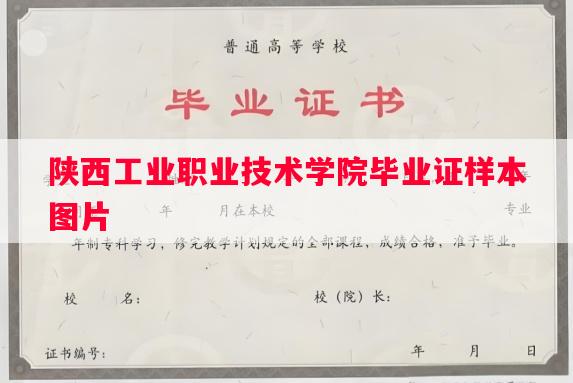 陕西工业职业技术学院毕业证样本图片