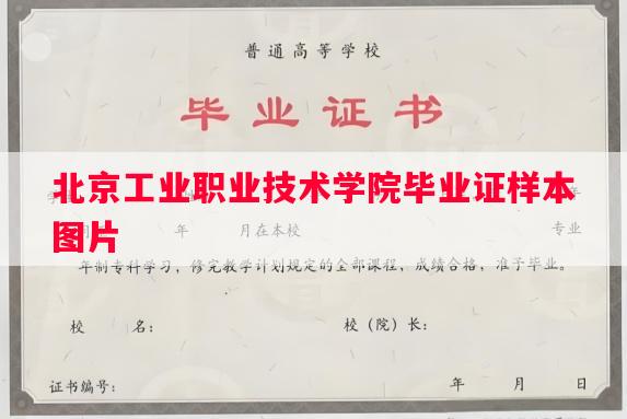 北京工业职业技术学院毕业证样本图片