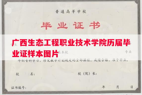 广西生态工程职业技术学院历届毕业证样本图片 广西生态工程职业技术学院历届毕业证样本图片