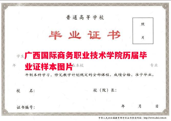 广西国际商务职业技术学院历届毕业证样本图片