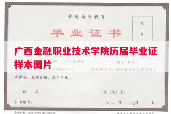 广西金融职业技术学院历届毕业证样本图片